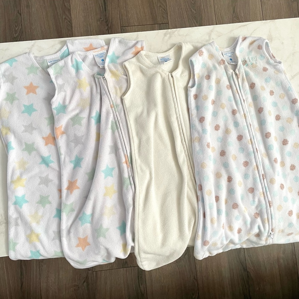 HALO Lot of 4 Fleece Sleep Sacks 2 size small, 2 size medium